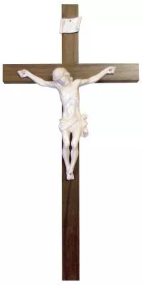 The Sacred Block Cross of Walnut with Fontanini’s Antique Ivory Form