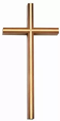 The Shining Cross of Faith: Plain Walnut Cross with Brass Inlay, A Radiant Representation of Devotion