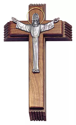 The Holy Healing Cherry Cross with Risen Christ and Pewter Gold Halo
