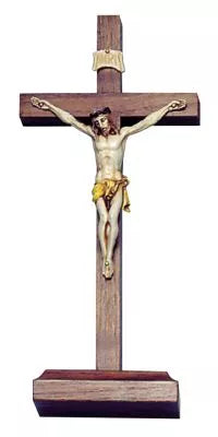 The Cross of Eternal Grace: Walnut Standing Crucifix with Fontanini Hand-Painted Corpus