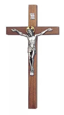 The Timeless Mercy Walnut Cross with Pewter Corpus for Comfort, Prayer, and Spiritual Healing