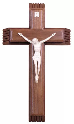 The Sacred Healing Ministry Cherry and Ivory Cross with Candles and Holy Water Set