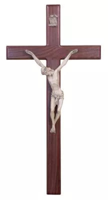The Radiant Hope Walnut Cross with Beveled Glazed Stoneware Corpus