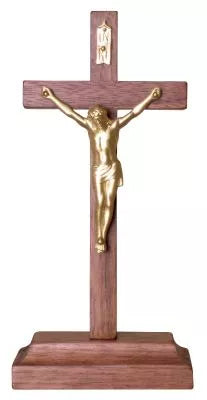 The Cross of Eternal Hope: Walnut Standing Crucifix with Fontanini Hand-Painted Corpus