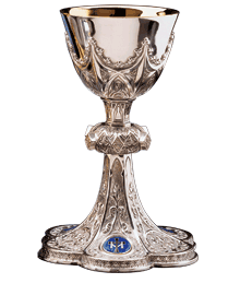 Sacred Heart Chalice with Paten | Rich Gothic Ornamentation | Sterling Silver