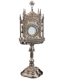 Gothic Style Monstrance | 21-1/2"| Open Filigree | Cloisonne Halo