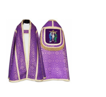 Purple Roman Cope "Crucifixion" with Matching Stole